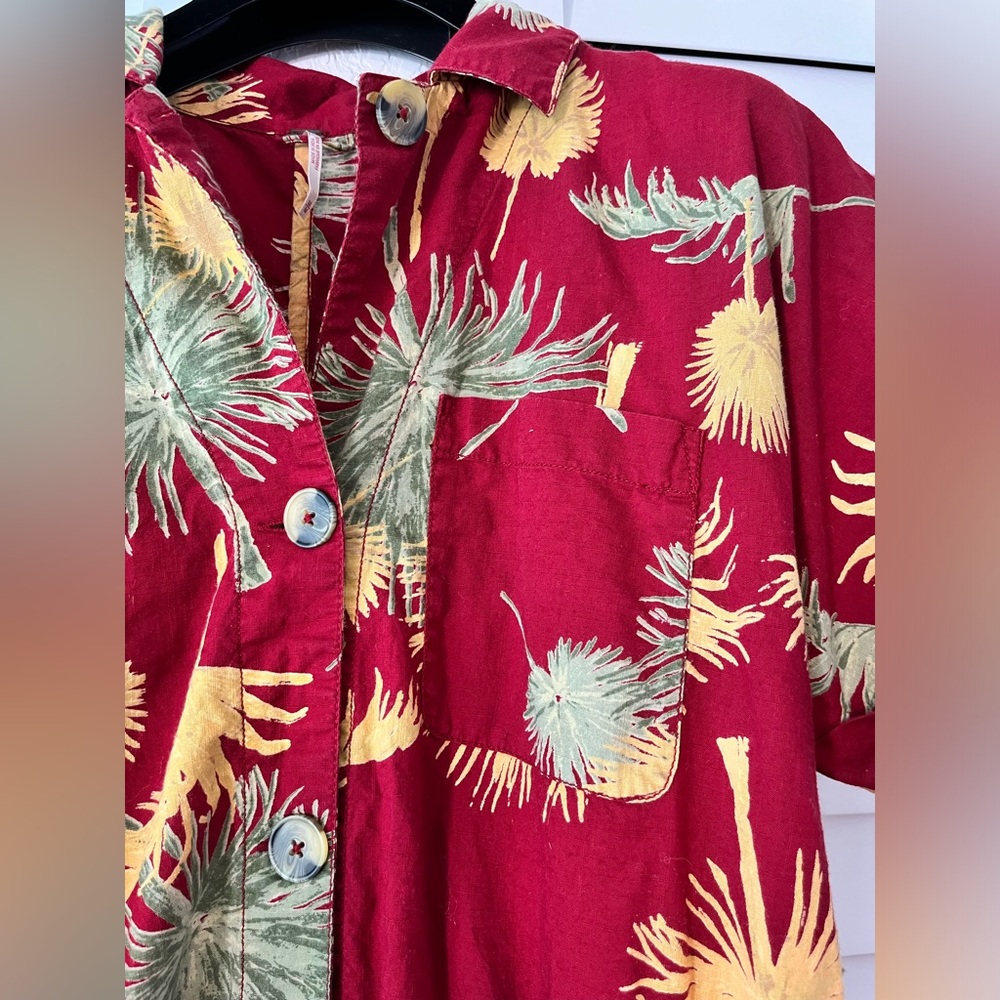 Free People Red Tropical Print Short Sleeve Romper - Picture 6 of 11
